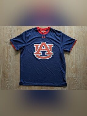 Under Armour UA Auburn Tigers Heatgear Mesh Heat Gear Orange Blue Men's Sz L